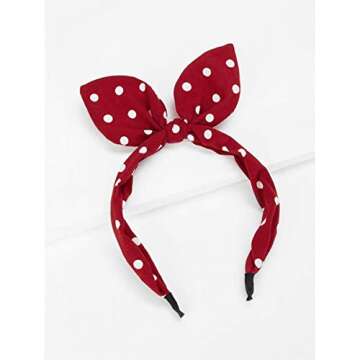 Huachi Bow Headbands for Girls Women Halloween Red Polka Dot Headwrap Cute Turban Hair Hoop Knotted with Bunny Ears Vintage Hair Accessories