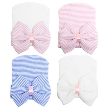 Sarfel Newborn Hats for Girls Hospital Hat Baby Girl Bows and Headbands Infant Beanie Nursery Caps 4...