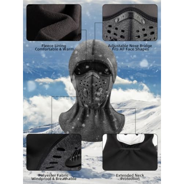 ROCKBROS Ski Mask Balaclava for Men Cold Weather Thermal