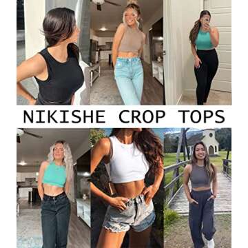 Fangcloudy White Halter Crop Tops for Women Crew Neck Racerback Knit Ribbed Basic Sleeveless Sexy Top,M