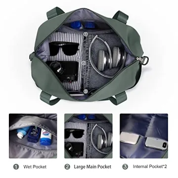 Waterproof Travel Duffel Bag with Trolley Sleeve Wet Pocket