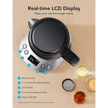 GoveeLife Smart Electric Kettle Temperature Control, WiFi Electric Tea Kettle with Alexa Control, 1500W Rapid Boil, 2H Keep Warm, 1.7L BPA Free Stainless Steel Water Boiler for Tea, Coffee, Oatmeal