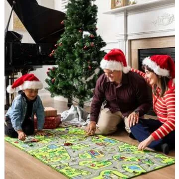 ToyVelt Kids Carpet Playmat Car Rug – Educational Road Traffic Carpet Multi Color Play Mat - Large...