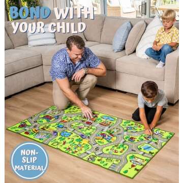 ToyVelt Kids Carpet Playmat Car Rug – Educational Road Traffic Carpet Multi Color Play Mat - Large 60” X 32” Best Kids Rugs for Playroom & Kid Bedroom – for Ages 3-12 Years Old