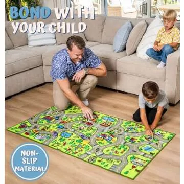 ToyVelt Kids Carpet Playmat Car Rug – Educational Road Traffic Carpet Multi Color Play Mat - Large 60” X 32” Best Kids Rugs for Playroom & Kid Bedroom – for Ages 3-12 Years Old