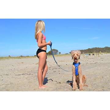 Black Rhino – Dog Leash Adjustable Length (3-5 Feet) with Soft Neoprene Padded Handle | Heavy Duty Lead for Easy Control | Small Medium Large Breeds | Reflective Stitching (Blue/Grey)