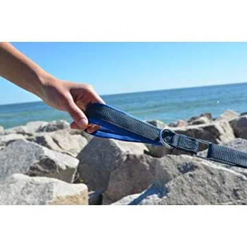 Black Rhino – Dog Leash Adjustable Length (3-5 Feet) with Soft Neoprene Padded Handle | Heavy Duty Lead for Easy Control | Small Medium Large Breeds | Reflective Stitching (Blue/Grey)