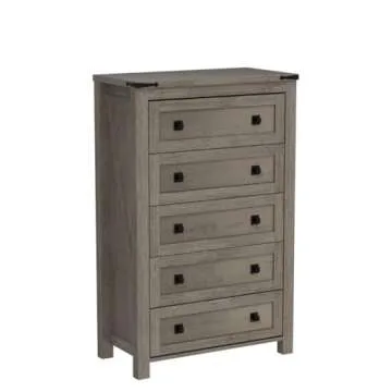 T4TREAM Farmhouse 5 Drawers Dresser Chests for Bedroom, Wood Rustic Tall Chset of Drawers,Dressers Organizer for Bedroom, Living Room,Hallway, Light Rustic Oak