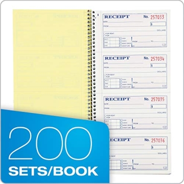 Adams Carbonless Receipt Book - 200 Sets, Spiral Bound