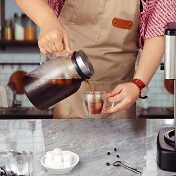 Glass Fruit Infuser Water Pitcher with Removable Lid, High Heat Resistance Infusion Pitcher for Hot/Cold Water, Flavor-Infused Beverage & Iced Tea - 2 Qt