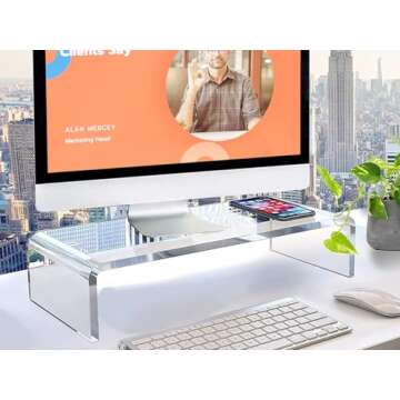 guofa Acrylic Monitor Stand Riser - Desk Platform for Computer Monitor, Desktop Riser Elevation for Laptop for Keyboard Storage