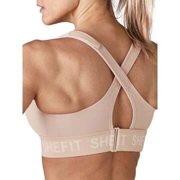 SHEFIT Ultimate Sports Bra for Women, High Impact Sports Bra, Sandstorm, X-Small