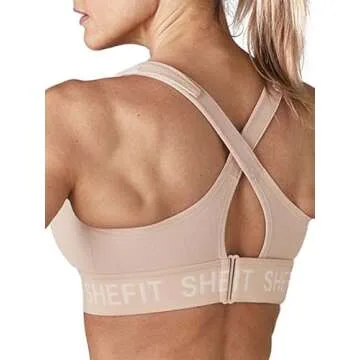 SHEFIT Ultimate Sports Bra for Women, High Impact Sports Bra, Sandstorm, X-Small