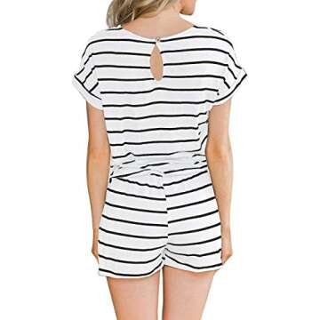 Hount Women's Casual Striped Summer Romper with Pockets