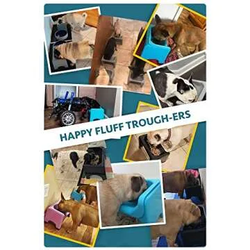 Fluff Trough Elevated Slow Feeder Dog Bowls | Slow Feeder Cat Bowl with Vet Approved & Non-Toxic Silicone Minimizes Neck Strain | Slow Feeder Bowl Inset Ideal for Flat Face Pets (Grey)