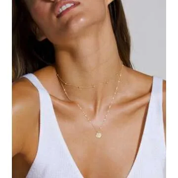 CHESKY Gold Dainty Choker Necklace for Women, 14k Gold Plated Trendy Satellite Beaded Necklaces Minimalist Simple Thin Bead Chokers Short Cute Necklaces Jewelry Gift