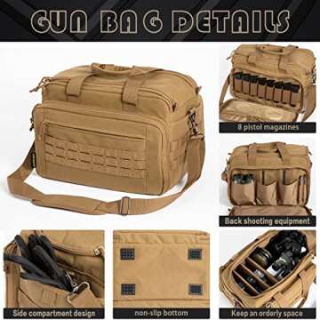 VEAGIA Pistol Range Bag - Tactical Gun Case with Lockable Zipper