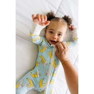 Little Sleepies Zippy Baby & Toddler Pajamas, Sleeper for Boys and Girls, Viscose Derived from Bamboo Newborn Sleeper w/ 2-Way Zipper w/Mitten Cuffs, Bananas, Newborn