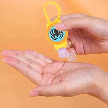 Pack of 12 Cute Cartoon Kids Portable Travel Keyring Containers,Sold with 30 ml Empty Bottles, Perfect for School, Travel, Outdoor, Camping.The Avenger (12 Superhero) (12 Pack)