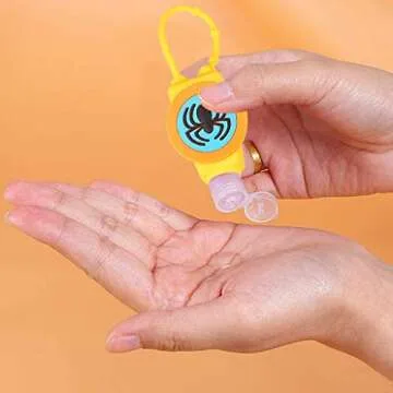 Pack of 12 Cute Cartoon Kids Portable Travel Keyring Containers,Sold with 30 ml Empty Bottles, Perfect for School, Travel, Outdoor, Camping.The Avenger (12 Superhero) (12 Pack)