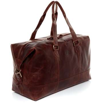 SID & VAIN travel bag holdall YALE Large duffel bag real leather weekender duffle carry on leather b...