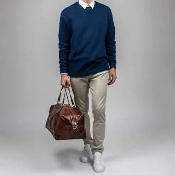 SID & VAIN travel bag holdall YALE Large duffel bag real leather weekender duffle carry on leather bag Unisex brown