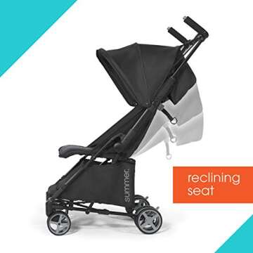 Summer 3Dmicro Super Compact Fold Stroller, Black – Meets Official Airline Carry-On Requirements, Theme Park Approved Baby Stroller – Lightweight Stroller with Reclining Seat, Adjustable Canopy & More