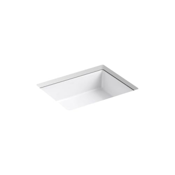 KOHLER K-EC2882-0 Verticyl Rectangle Bathroom Sink, No faucet holes, White
