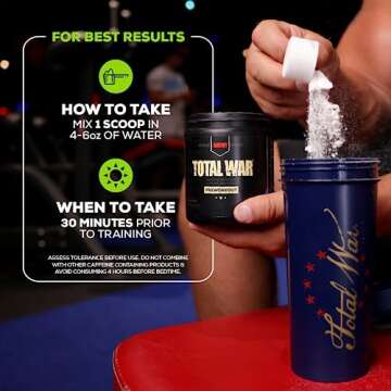 REDCON1 Total War Preworkout - Contains 320mg of Caffeine from Green Tea, Juniper & Beta Alanine - Pre Work Out with Amino Acids to Increase Pump, Energy + Endurance (Rainbow Candy, 30 Servings)