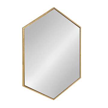 Kate and Laurel McNeer Hexagon Metal Frame Wall Mirror with Gold Finish for Bathrooms, Entryways, Bedrooms, and More, 31 x 22-inches