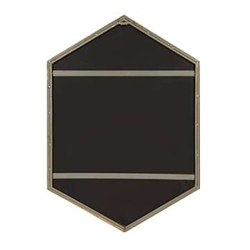 Kate and Laurel McNeer Hexagon Metal Frame Wall Mirror with Gold Finish for Bathrooms, Entryways, Bedrooms, and More, 31 x 22-inches