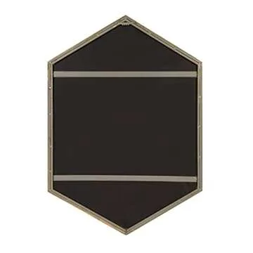 Kate and Laurel McNeer Hexagon Metal Frame Wall Mirror with Gold Finish for Bathrooms, Entryways, Bedrooms, and More, 31 x 22-inches