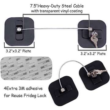 Fridge Lock,2 Pack Refrigerator Locks with Keys,Freezer Lock and Child Safety Cabinet Lock,Black Fridge Lock