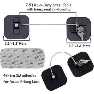 Fridge Lock,2 Pack Refrigerator Locks with Keys,Freezer Lock and Child Safety Cabinet Lock,Black Fridge Lock