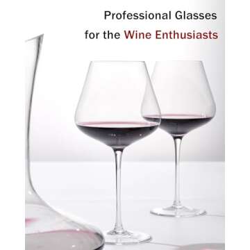 JBHO Set of 4-21 Ounce Hand Blown Italian Style Crystal Burgundy Wine Glasses - Lead-Free Premium Crystal Clear Glass - Gift-Box for any Occasion