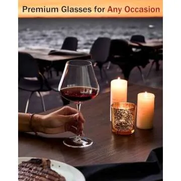 JBHO Set of 4-21 Ounce Hand Blown Italian Style Crystal Burgundy Wine Glasses - Lead-Free Premium Crystal Clear Glass - Gift-Box for any Occasion