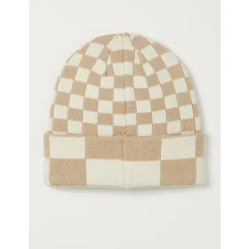 The Drop Women's Karina Multi Checkered Beanie - Stylish & Warm