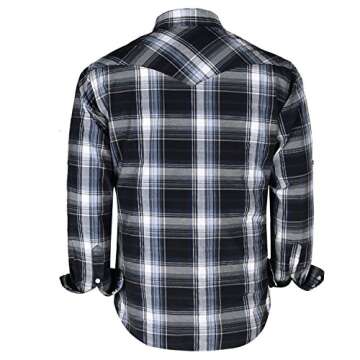 COEVALS CLUB Men's Long Sleeve Casual Western Two Pockets Work Plaid Pearl Snap Button Up Shirt (Gra...
