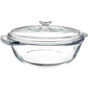 Anchor Hocking 2 Quart Round Glass Casserole Baking Dish, Medium