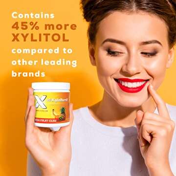 XyloBurst Gum | Xylitol Chewing Gum | Sugar Free, Gluten Free, Keto Friendly | Aspartame Free Gum For Oral Health | Fruit | 100-Count Jar