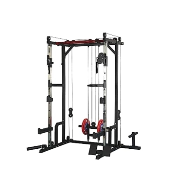 HAUSHECK, 1400lbs Power Cage with LAT Pulldown, Weight Storage, Multi-Functional Squat Racks for Ful...