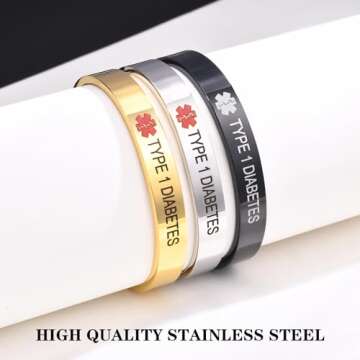 XUANPAI Stainless Steel Medical Alert ID Bracelet