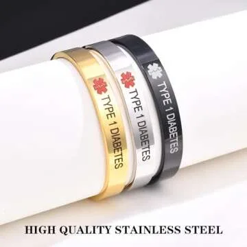 XUANPAI Stainless Steel Medical Alert ID Bracelet