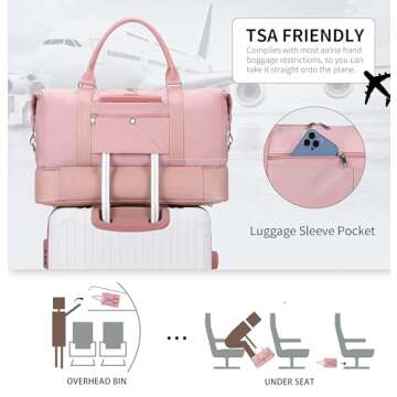 Oeihuivt Women’s Large Weekender Bag with Shoe Compartment