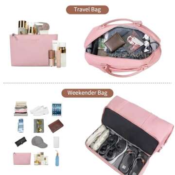 Oeihuivt Women’s Large Weekender Bag with Shoe Compartment