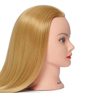 Hairginkgo Training Head 26"-28" Mannequin Head Synthetic Fiber Cosmetology Doll Head Hair Styling Manikin Braiding Head Hairdresser Training Model for Cutting Braiding with Clamp (92018W2720)