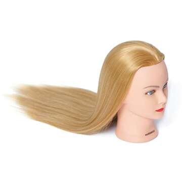 Hairginkgo Training Head 26"-28" Mannequin Head Synthetic Fiber Cosmetology Doll Head Hair Styling Manikin Braiding Head Hairdresser Training Model for Cutting Braiding with Clamp (92018W2720)