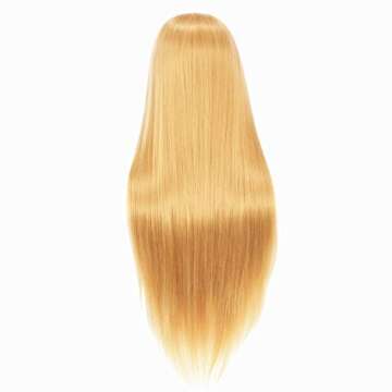 Hairginkgo Training Head 26"-28" Mannequin Head Synthetic Fiber Cosmetology Doll Head Hair Styling Manikin Braiding Head Hairdresser Training Model for Cutting Braiding with Clamp (92018W2720)