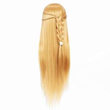 Hairginkgo Training Head 26"-28" Mannequin Head Synthetic Fiber Cosmetology Doll Head Hair Styling Manikin Braiding Head Hairdresser Training Model for Cutting Braiding with Clamp (92018W2720)