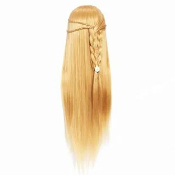 Hairginkgo Training Head 26"-28" Mannequin Head Synthetic Fiber Cosmetology Doll Head Hair Styling Manikin Braiding Head Hairdresser Training Model for Cutting Braiding with Clamp (92018W2720)